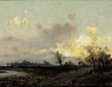 Schindler Emil Jakob An extensive landscape in evening twilight. �������, ����� ����