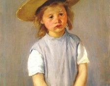 cassatt little girl in big straw hat and pinafore c1886. ������ ����