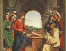 Perugino The vision of St Bernard, 1493, 173x170 cm, Alte Pi. , 