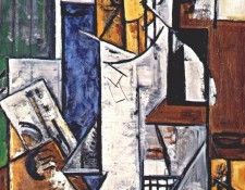 udaltsova self-portrait with palette 1915. 