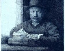 Rembrandt Rembrandt drawing at a window 1648. ,  