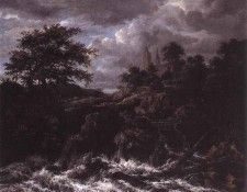 RUISDAEL Jacob Isaackszon van Waterfall By A Church. ,  
