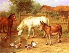 Hunt Edgar Ponies, Donky and Ducks In A Farmyard. ����, �����