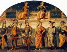 Perugino Pietro Fortitude and Temperance with Six Antique Heroes 1497. , 