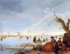 Arendt Arendtsz Winterlandscape with duck catchers Sun . , Arendtsz