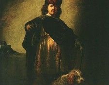 REMBRANDT PORTRAIT IN ORIENTAL COSTUME WITH A DOG.    