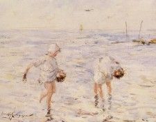 Hutchinson Robert Gemmell Gathering Shells At The Beach. Hutchison,  