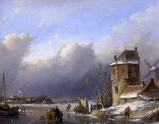 Schelfhout Andreas Winter landscape 2 Sun. Schelfhout, 