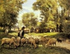 Dupre Julien A Shepherd And His Flock. , 