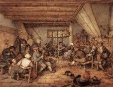 OSTADE Adriaen Jansz van Feasting Peasants In A Tavern. ,  