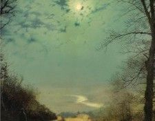 A WET ROAD BY MOONLIGHT, WHARFEDALE.   
