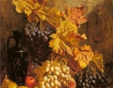 Hughes William A Still Life With Grapes Pears Peaches An Urn. , 