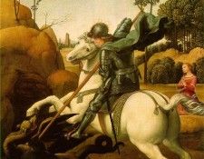 Raffaello St. George Fighting the Dragon, 1504-06, 28.5x21.5. 