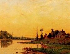 Deply Hippolyte Camille Lavandiere Pres D Un Groupe De Maisons. ������ ������� ������