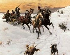 Kleczynski Bodhan Von Figures In A Horse Drawn Sleigh In A Winter Landscape. Kleczynski, Bodhan 