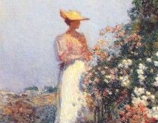hassam lady in flower garden c1891. , 