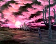 bob ross csg048 cactus at sunset. , 