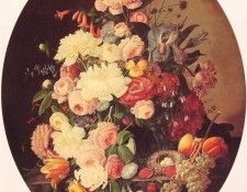 Still life with Flowers oval. Roesen, �������
