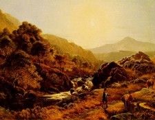 Percy Sidney Richard Figures On A Path By A Rocky Stream. ,  