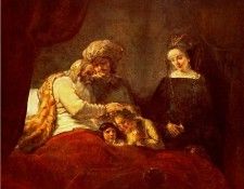 REMBRANDT JACOB BLESSES THE SONS OF JOSEPH 1656 GEMALDEGALER.    