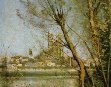 Corot The Cathedral of Mantes, 1865-1869, Musee Saint Denis,. , --