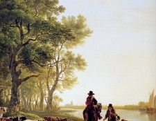 Strij Jacob Italian landscape with travellers by the side of. Strij,  