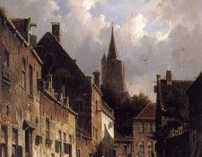 A Dutch Street Scene. Eversen, Adrianus
