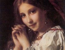 Piot Adolphe Portrait of a Girl with Red Shawl. ����, ����� ������
