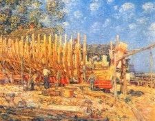 hassam building the schooner, provincetown 1900. ������, ������