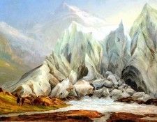 Fruhes Schweizer Schule Gletscher Landschaft. Friihes, ������� Schule