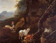 Pijnacker Adam Young shepherd with cattle Sun. Pijnacker, 