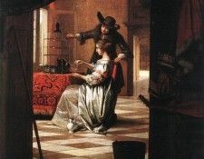 HOOCH Pieter de Couple with Parrot. Hooch, Pieter De