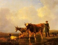 Verboeckhoven Eugene Joseph Crossing The Marsh. Verboeckhoven,  