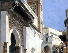 A Street Scene With a Mosque Tangier.    Y