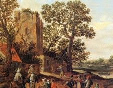 Goyen van Jan Landscape with ruin of a tower Sun. ,  