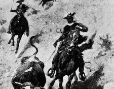 Fr 041 Heading a Steer in the Foothills FredericRemington sqs. Remington, 