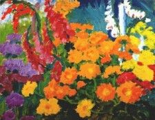 nolde flower garden (marigolds) 1919. ,  