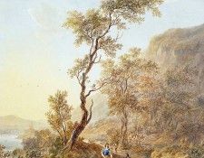 Strij van Jacob Italian landscape with herdsmen couple Sun. Strij,  