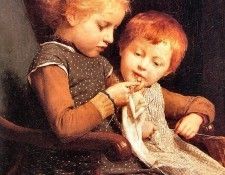 Albert Anker - The Little Knitters, De. , 