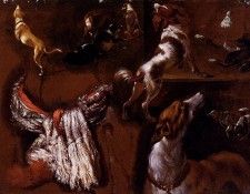 Rigaud Hycinthe Francois Honore Studies Of Spaniels And Whippets.  