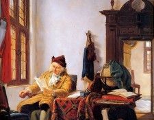 Strij van Abraham Merchant at a table near window Sun . Strij, �������� ���