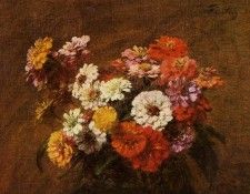 Fantin Latour Henri Zinnias in a Vase. ������-�����, �����-����-���-������