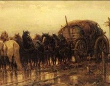 Schreyer Adolphe Hitching Horses To The Wagon. , 