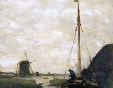 Weissenbruch Jan Ship in polder canal Sun. Weissenbruch, �� �������