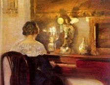 Holsoe Carl Vilhelm A Lady Playing The Spinet. Holsoe,  