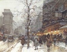 A Busy Boulavard Under Snow. ������, ������� Laloue