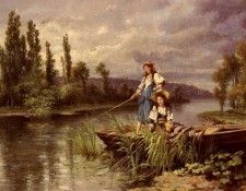 Castiglione Giuseppe On The River At Dusk. , 