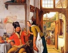Strij van Abraham Interior with soldier and maid . Strij,  