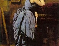 Corot Lady in blue, 1874, Musee du Louvre, Paris. , --
