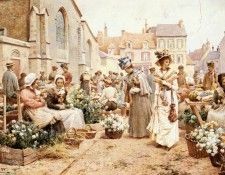 Glending Jr Alfred Augustus Flower Market In A French Town. , 